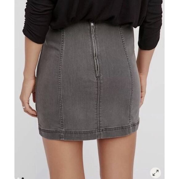 Free People Modern Femme Grey Denim Mini Skirt, EUC, Size12 MSRP $89 - Picture 2 of 16